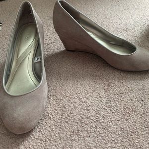 Brown suede wedges